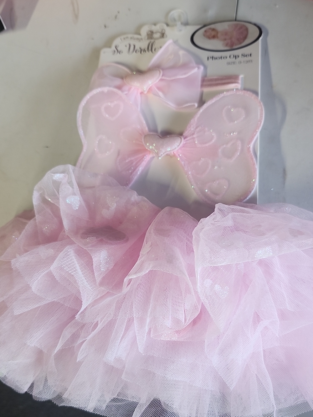 Pink Fairy Hair Clip Set for Kids - Heart Bow & Wing Accents Photo Op 0 To 12 Mo